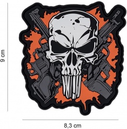 Gumiran našitek / 3D Patch - Punish skull crossed guns