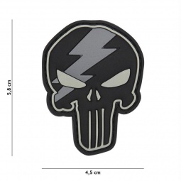 Gumiran našitek / 3D Patch - Punisher grey skull